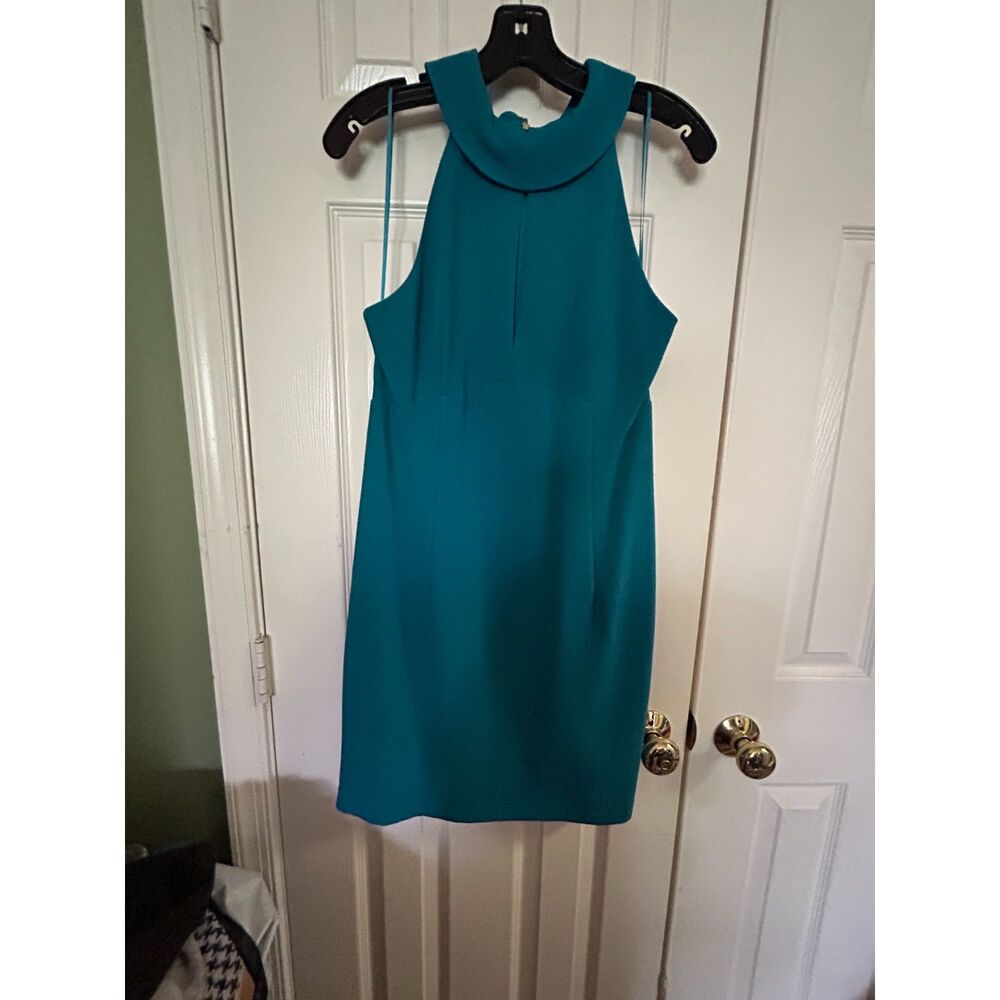 Trina Turk Teal Cocktail Dress, Halter Neckline with Keyhole - Size 10 - New
